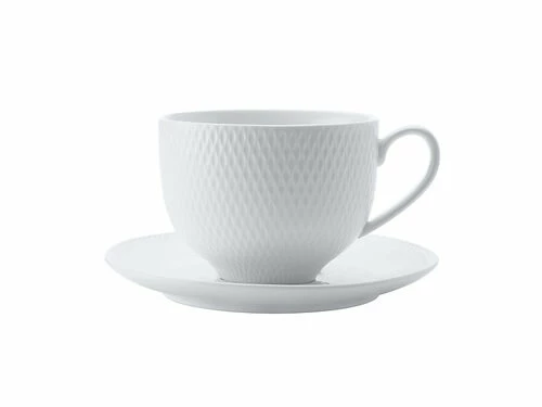 White Basics Diamonds Tea Cup & Saucer 220ML 3 White Basics Diamonds Tea Cup & Saucer 220ML
