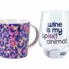 Kasey Rainbow Wild at Heart Mug & Glass Set Leopard Lilac Gift Boxed -Tea &amp Coffee Sales dx1228