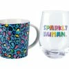 Kasey Rainbow Wild at Heart Mug & Glass Set Wild Blue Gift Boxed -Tea &amp Coffee Sales dx1230