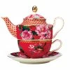 Teas & C's Silk Road Tea For One with Infuser 380ML Cherry Red Gift Boxed -Tea &amp Coffee Sales hv0157