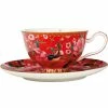 Teas & C's Silk Road Footed Cup & Saucer 200ML Cherry Red Gift Boxed 2 Teas & C's Silk Road Footed Cup & Saucer 200ML Cherry Red Gift Boxed -Tea & Coffee Sales hv0161