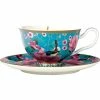 Teas & C's Silk Road Footed Cup & Saucer 200ML Aqua Gift Boxed -Tea &amp Coffee Sales hv0162