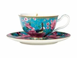 Teas & C's Silk Road Footed Cup & Saucer 200ML Aqua Gift Boxed -Tea &amp Coffee Sales hv0162 2