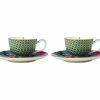 Teas & C's Silk Road Demi Cup & Saucer 85ML Set of 2 Aqua Gift Boxed -Tea &amp Coffee Sales hv0168