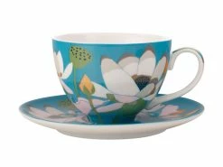Royal Botanic Gardens Victoria Lotus Cup & Saucer 240ML Aqua Gift Boxed