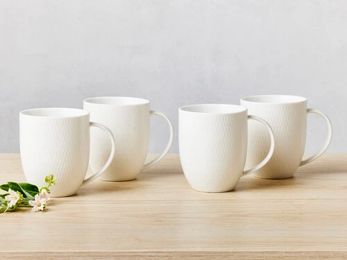 White Basics Diamonds Coupe Mug 370ML Set of 4 Gift Boxed 4 White Basics Diamonds Coupe Mug 370ML Set of 4 Gift Boxed - Image 2