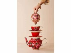 Teas & C's Silk Road Demi Cup & Saucer 85ML Set of 2 Cherry Red Gift Boxed -Tea &amp Coffee Sales teas cs silk road teaware 1